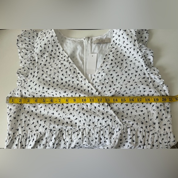 NWT ANN TAYLOR Eyelet Ruffle Sleeve Crossover Dress. Lined,Hidden back zip Sz 14 - Picture 8 of 10